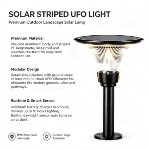 Solar Striped UFO Pathway Garden Light
