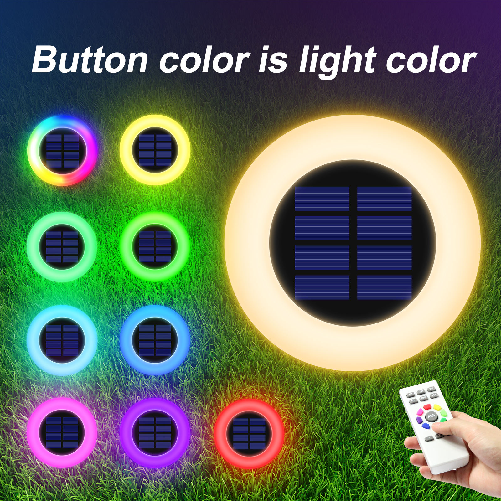 Solar UFO‑Shape Garden Lawn Light (Remote‑Controlled RGBW) - Image 2