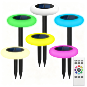 Solar UFO‑Shape Garden Lawn Light (Remote‑Controlled RGBW)